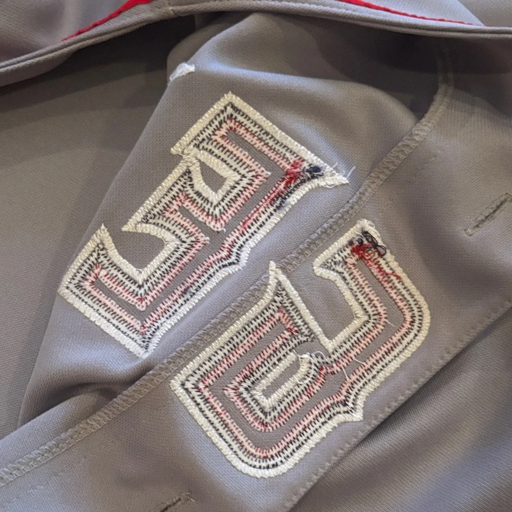 Majestic Los Angeles Anaheim Angels Baseball Gray and Red Jersey - Picture 6 of 7